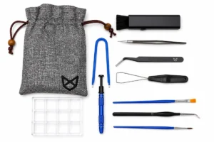 Kono mechanical keyboard tool kit with keycap puller, switch puller, tweezers and cleaning tools